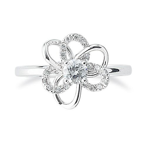 [即日発送] 指輪 PT900 プラチナ 天然石 メレがラインになった花モチーフリング 主石の直径約3.8mm 四本爪留め 【I1909956136】(68883円)