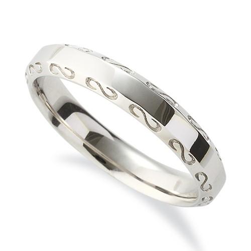 指輪 PT900 プラチナ S字模様が刻まれたサイドカットリング 幅3.6mm