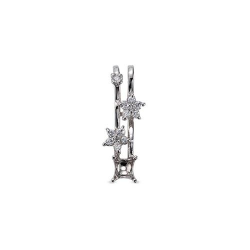 ペンダントトップ PT900 プラチナ 天然石 花モチーフのメレ付きペンダント 主石の直径約4.4mm 四本爪留めの画像