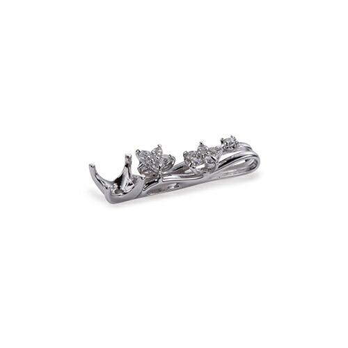 ペンダントトップ PT900 プラチナ 天然石 花モチーフのメレ付きペンダント 主石の直径約5.2mm 四本爪留めの画像