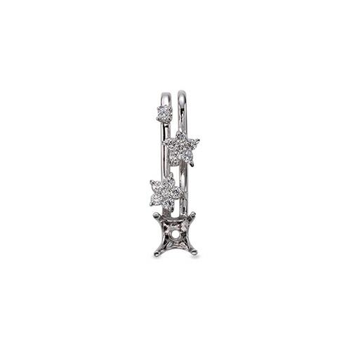 ペンダントトップ PT900 プラチナ 天然石 花モチーフのメレ付きペンダント 主石の直径約5.2mm 四本爪留めの画像