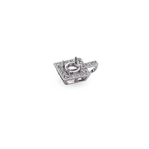 ペンダントトップ PT900 プラチナ 天然石 スクウェア型の取り巻きペンダント 主石の直径約4.4mm ミル打ち 四本爪留めの画像