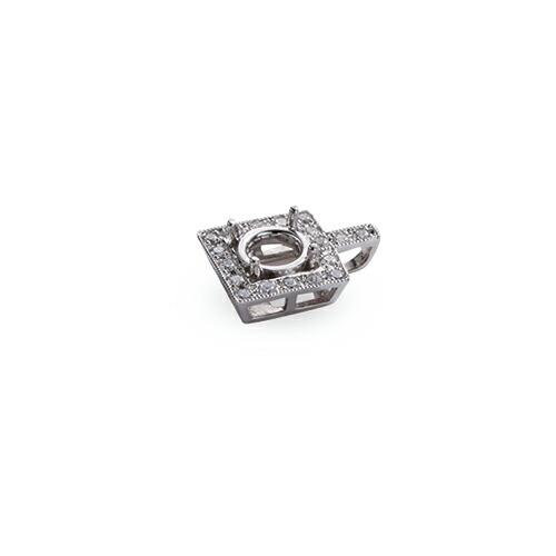 ペンダントトップ PT900 プラチナ 天然石 スクウェア型の取り巻きペンダント 主石の直径約5.2mm ミル打ち 四本爪留めの画像