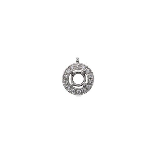 ペンダントトップ PT900 プラチナ 天然石 取り巻きペンダント 主石の直径約4.4mm ミル打ち 四本爪留めの画像