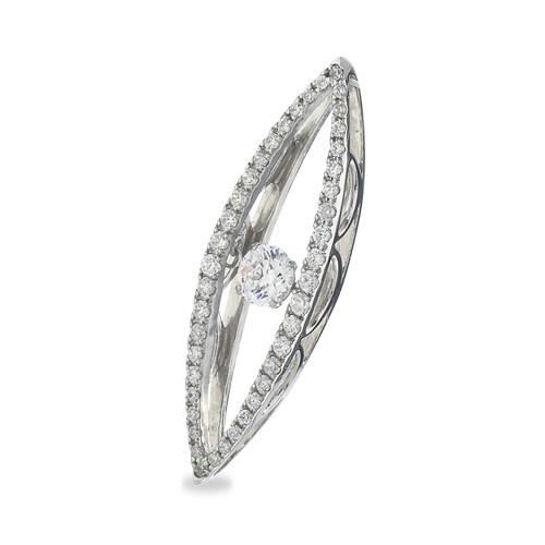 ペンダントトップ PT900 プラチナ 天然石 主石が揺れるマーキスラインにメレが並んだペンダント 主石の直径約3.8mm