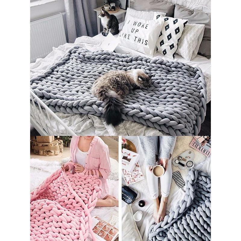 宅】SNS大人気 極太もっちりチャンキーブランケット チャンキーヤーン