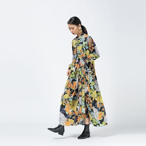 ワンピース レトロ 花柄 ボタニカル マキシ丈 : RubiA de vida ワンピース レトロ 花柄 ボタニカル マキシ丈 : RubiA de vida