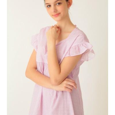 爆売り ナルエー ワンピース ダブルガーゼ クールパット付き 肩フリル 背中レース ギンガムチェック パープル ルームウェア 国内最安値 Tf Verygoodcreative Co