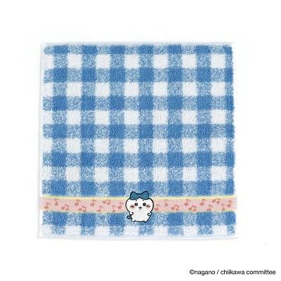 ちいかわ タオルハンカチ オンプ 音符 ハチワレ ブルー チェック