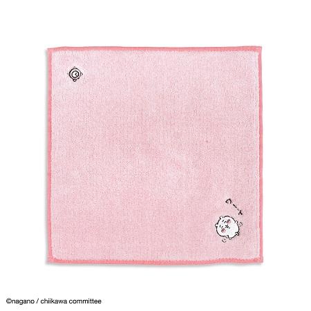 ちいかわ タオルハンカチ 無地 ワンポイント刺繍 ちいかわ ピンク