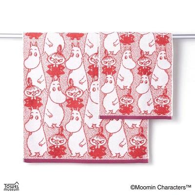 MOOMIN（ムーミン） ムーミン雑貨 フェイスタオル パターン レッド