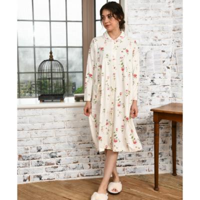 ナルエー ワンピース 長袖 スムース 綿100 ローズプリント オフホワイト ネグリジェ 601 スポットセール 601ow ルブレ 通販 Yahoo ショッピング