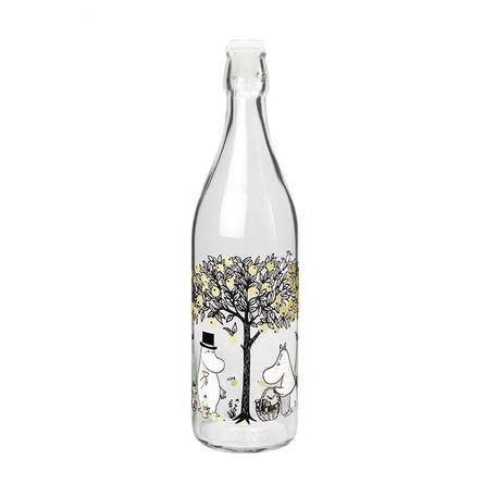 北欧で購入　未使用　ムーミン ガラスボトル　未使用 MOOMIN（ムーミン） ガラスボトル 1.0L 蓋付き(シリコン) イタリア製