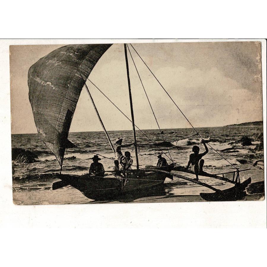 Copylight by Plate Ltd., Colombo No. 19. Fishing Boat 「皇太子殿下御寄港記念 大正十年三月廿八日在古倫母日本人」の印刷 戦前ポストカード SPS07225KI4tk | 