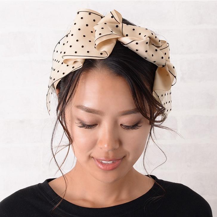 カチューシャ レディース ドット チュール リボン 結婚式 パーティー