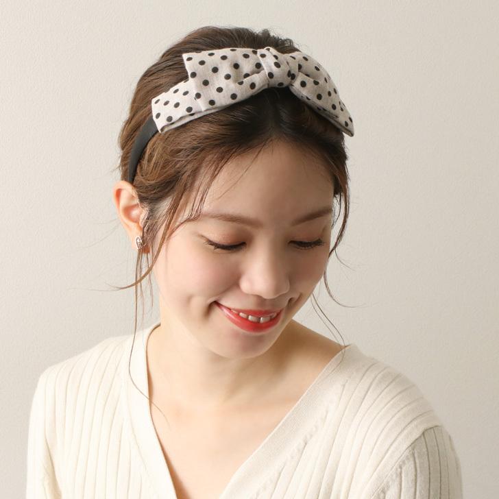カチューシャ リボン ドット柄 ヘアバンド ヘアアクセサリー ヘアアレンジ りぼん 水玉 髪留め かわいい おしゃれ 大人 韓国 小物 コットン Ach セレクトショップ Real Style 通販 Yahoo ショッピング
