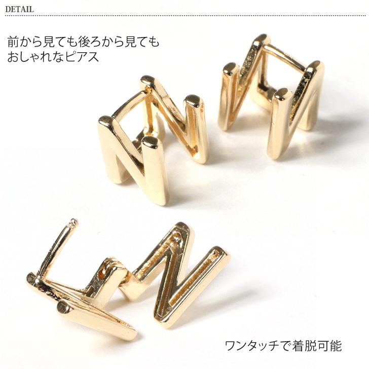 REAL STYLE ピアス レディース 小さめ ワンタッチ アルファベット