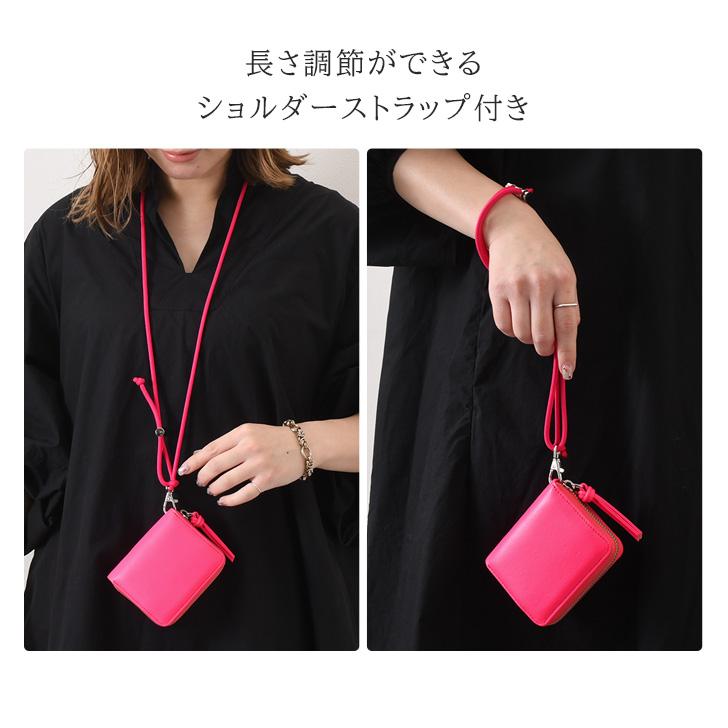 perche ペルケ 財布 カードウォレット ジャバラ 蛍光色 レザー