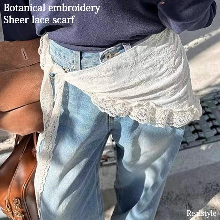 REAL STYLE スカーフ バンダナ クロシェ レディース レース シアー