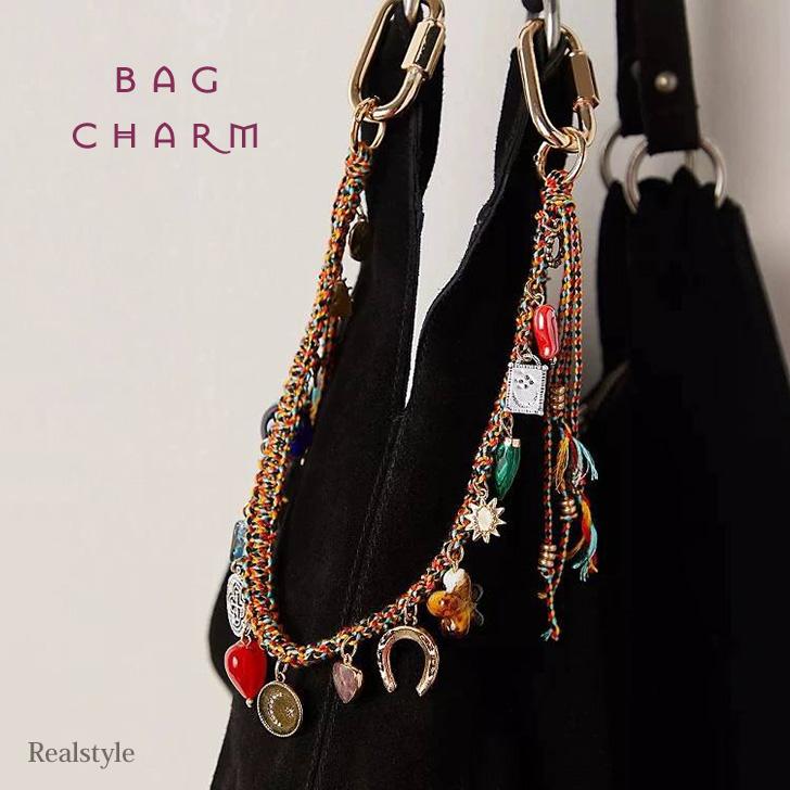 アジアンテイスト バッグチャーム キーホルダー アクセサリー レッド系 REAL STYLE ストラップ バッグチャーム レディース メンズ