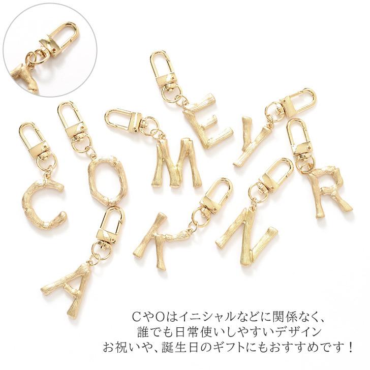 チャーム バッグチャーム キーホルダー アルファベット イニシャル レディース アクセサリー 木 文字 レトロ プレゼント ゴールド｜ruckruck｜19