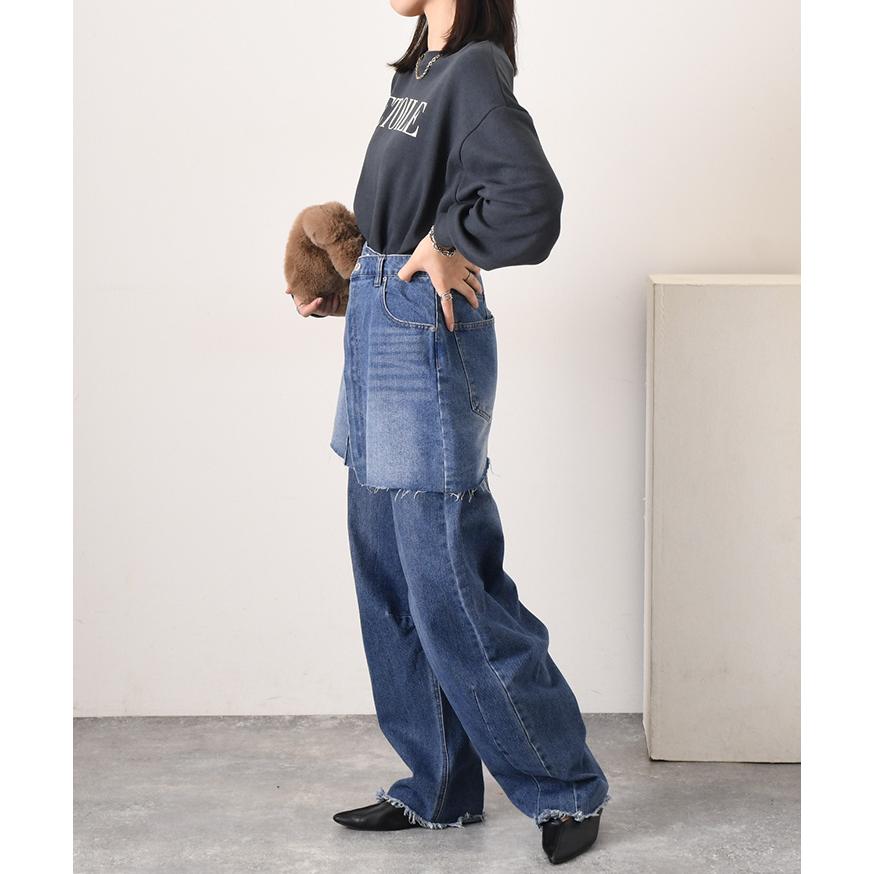 REAL STYLE ミニスカート タイト デニム ラップスカート 秋 冬 通年