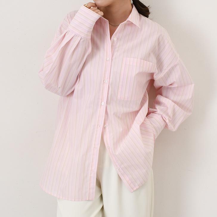 REAL STYLE シャツ レディース 長袖 ストライプ柄 無地 ブラウス