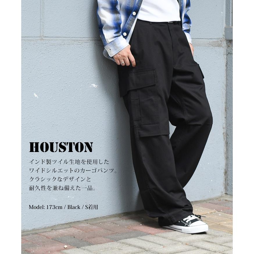HOUSTON ブラックカーゴパンツ Mサイズ HOUSTON ヒューストン カーゴパンツ メンズ BDUパンツ TWILL BDU