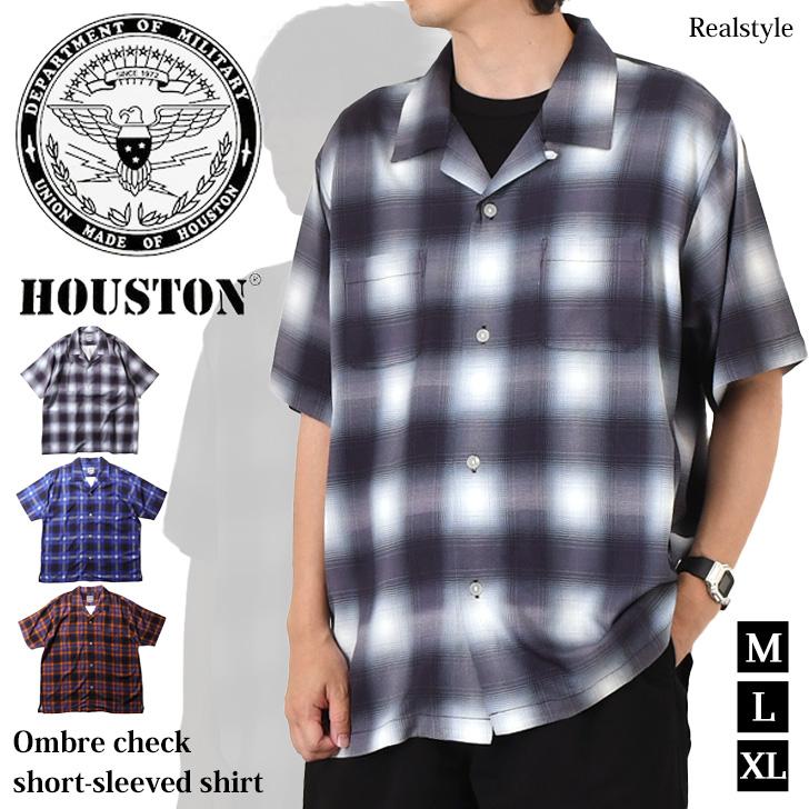 HOUSTON（ヒューストン） オンブレーチェック 半袖シャツ メンズ