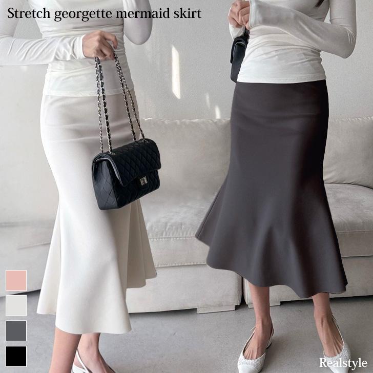 REAL STYLE マーメイドスカート レディース 厚手 膝下 伸縮性