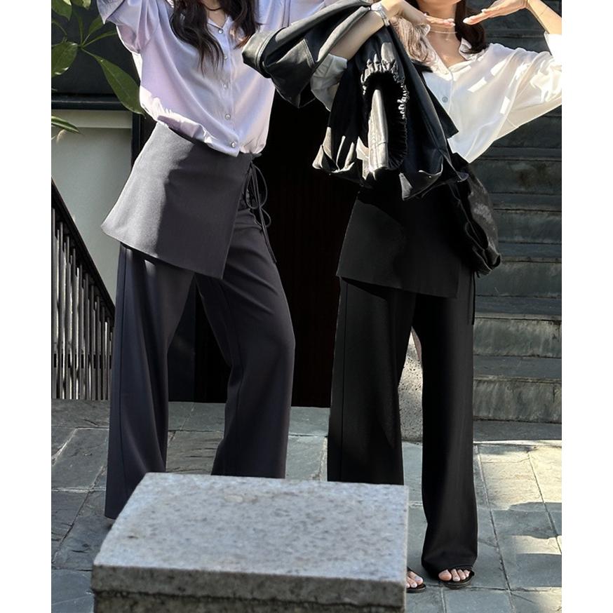 REAL STYLE ワイドパンツ 春 コーデ スカート付きパンツ ロング ラップ