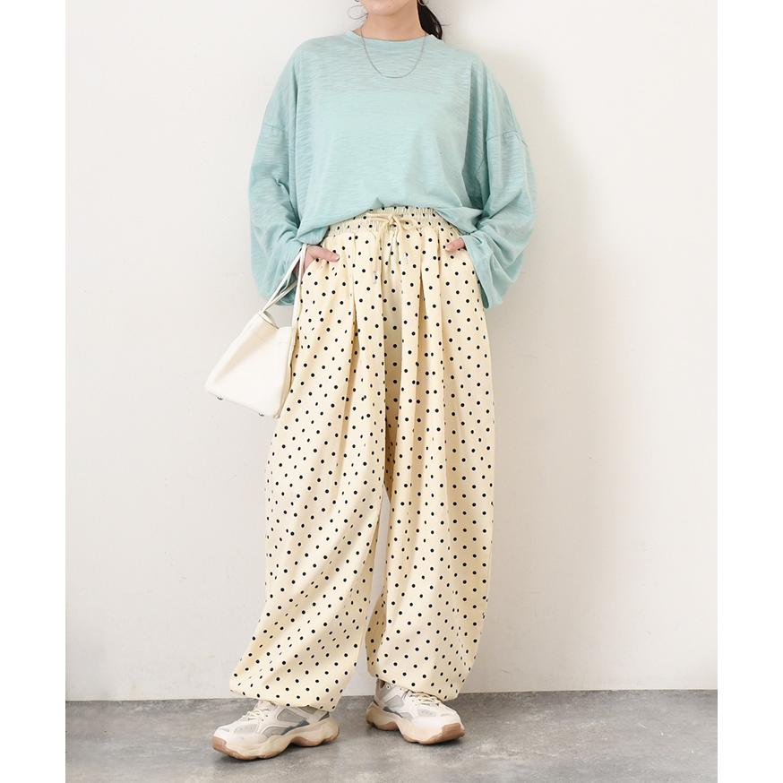 REAL STYLE ワイドパンツ レディース 春 秋 薄手 ドット柄 ジョガー