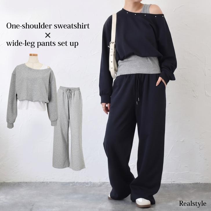 REAL STYLE セットアップ レディース 春 長袖 ワイドパンツ ジャージ