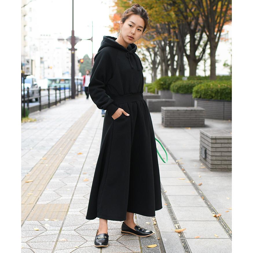 REAL STYLE ワンピース レディース 裏起毛 防寒 ポケット付き ウエスト