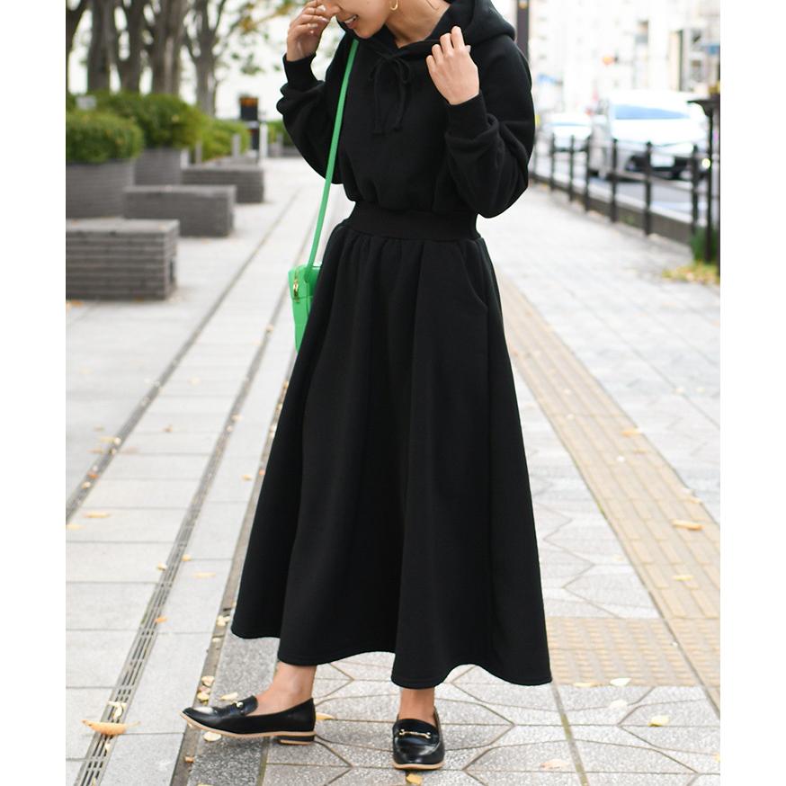 REAL STYLE ワンピース レディース 裏起毛 ポケット付き ウエスト リブ