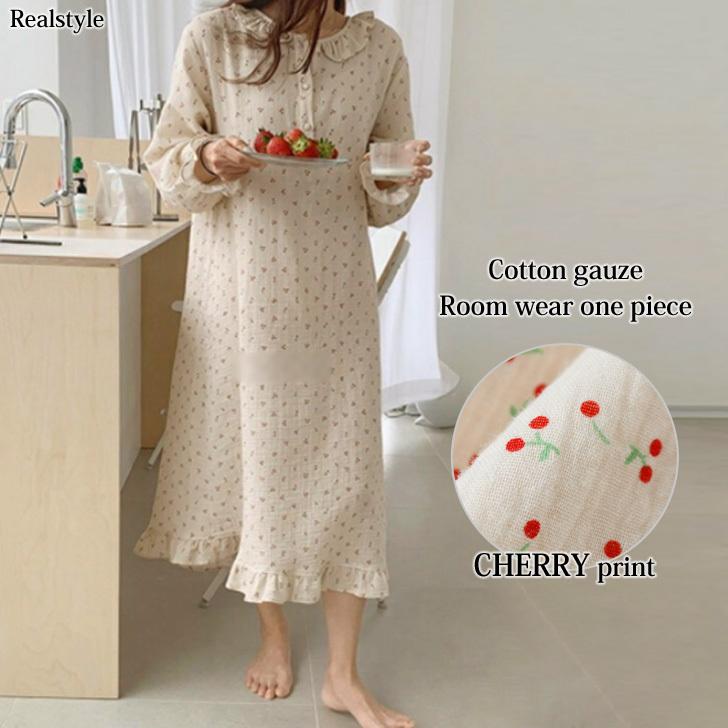 ルームウェア パジャマ レディース ワンピース 長袖 ネグリジェ フリル 部屋着 ロング丈 可愛い ガーリー 綿 コットン ガーゼ 春 2104m Wfs セレクトショップ Real Style 通販 Yahoo ショッピング