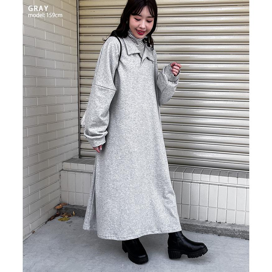 REAL STYLE ワンピース レディース ロング マキシ 長袖 秋 冬 薄手 襟