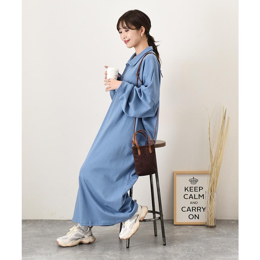 REAL STYLE ワンピース レディース ロング マキシ 長袖 秋 冬 薄手 襟 