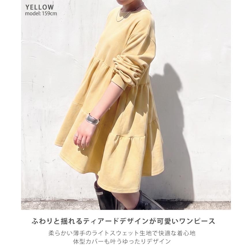 REAL STYLE ワンピース レディース 長袖 ミニ 膝丈 ひざ丈 ティアード