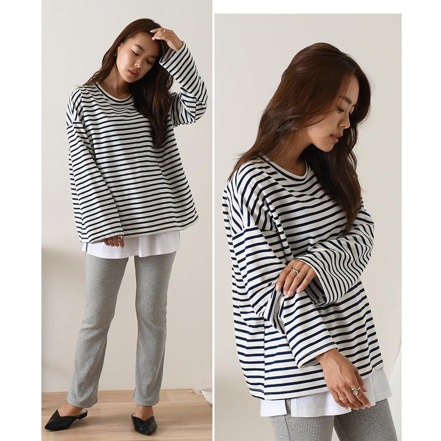 REAL STYLE(ファッション) ボーダー カットソー レディース 秋 REAL STYLE(ファッション) ボーダー カットソー レディース 秋