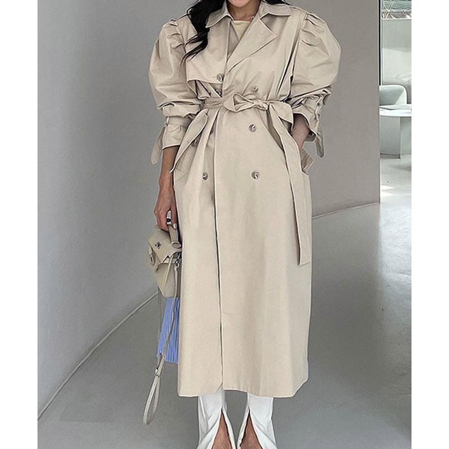 REAL STYLE スプリングコート レディース トレンチコート ロング 春 黒