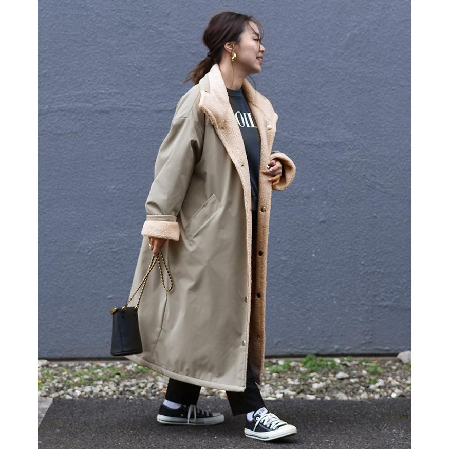 完売 リバーシブル ミリタリーロングコート ボア REAL STYLE コート レディース 冬 ロング ボア 20代 30代 40代