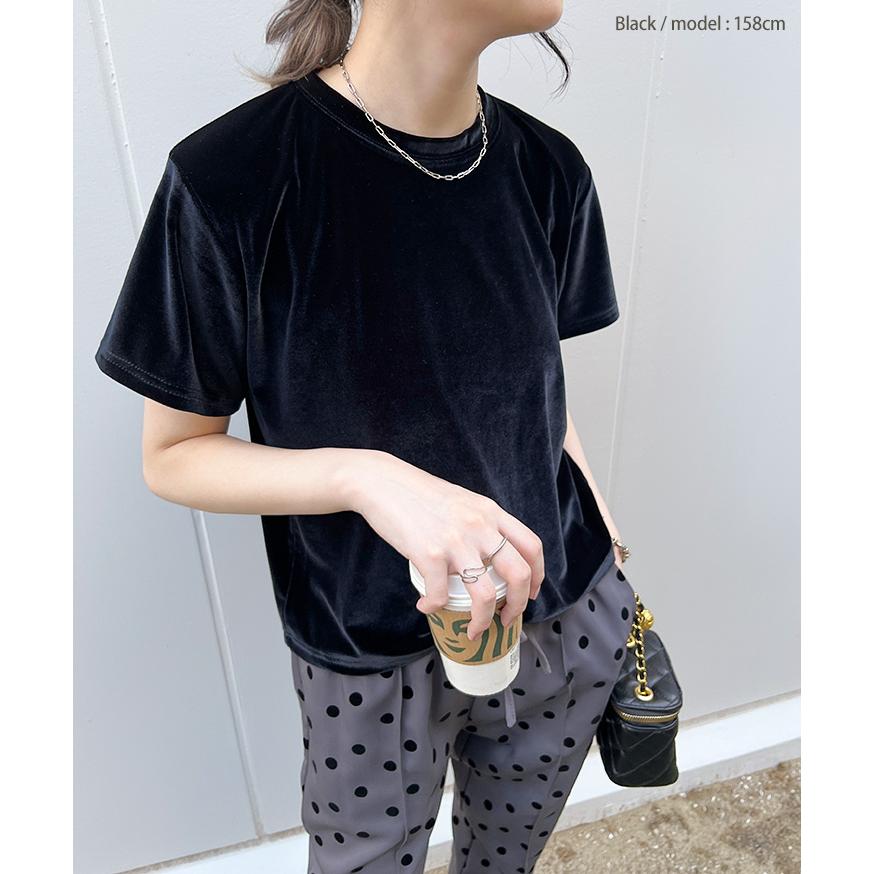 REAL STYLE ベロア トップス レディース 半袖 秋 冬 カットソー T 