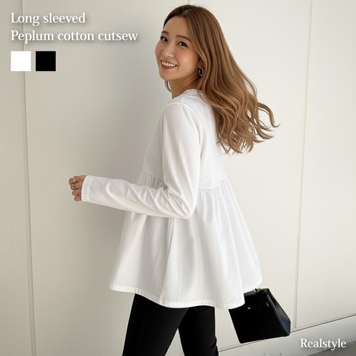 REAL STYLE カットソー レディース 長袖 コットン 綿 トップス Tシャツ