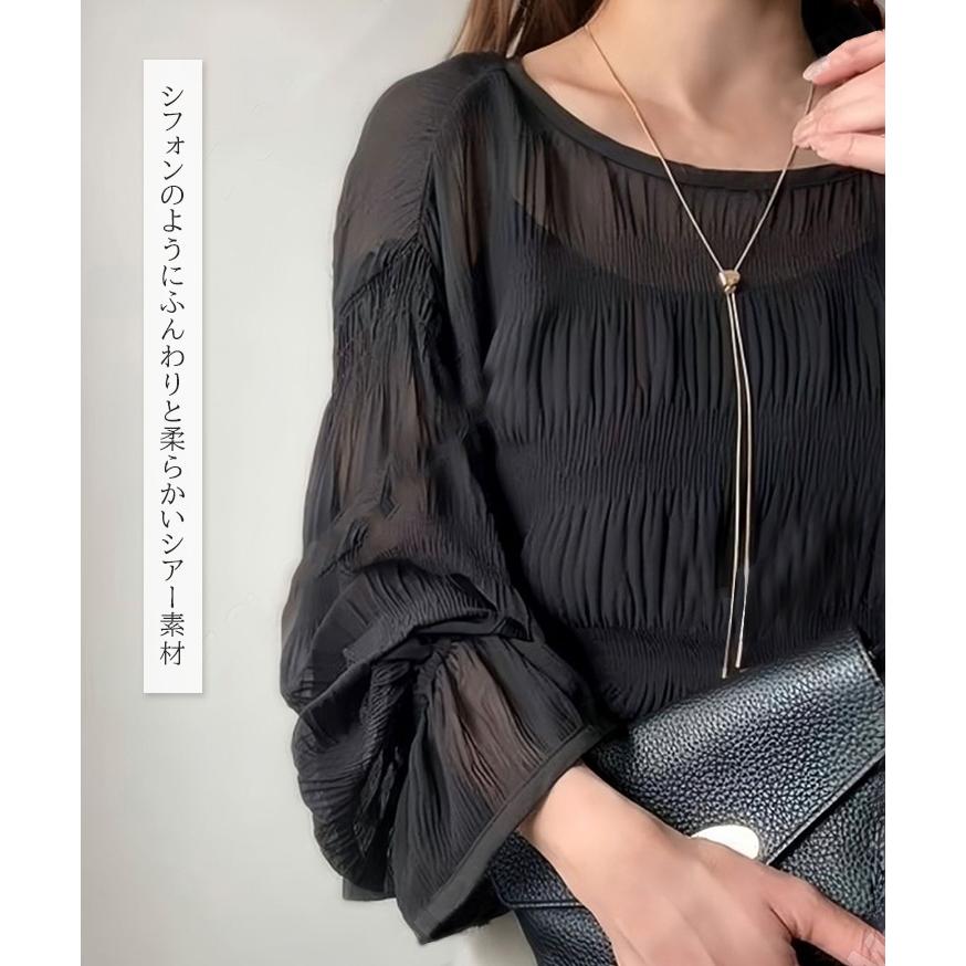REAL STYLE シアートップス ブラウス レディース 長袖 春 夏 秋 