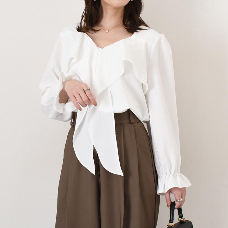 REAL STYLE ブラウス シャツ 長袖 レディース 白 オフィス カジュアル