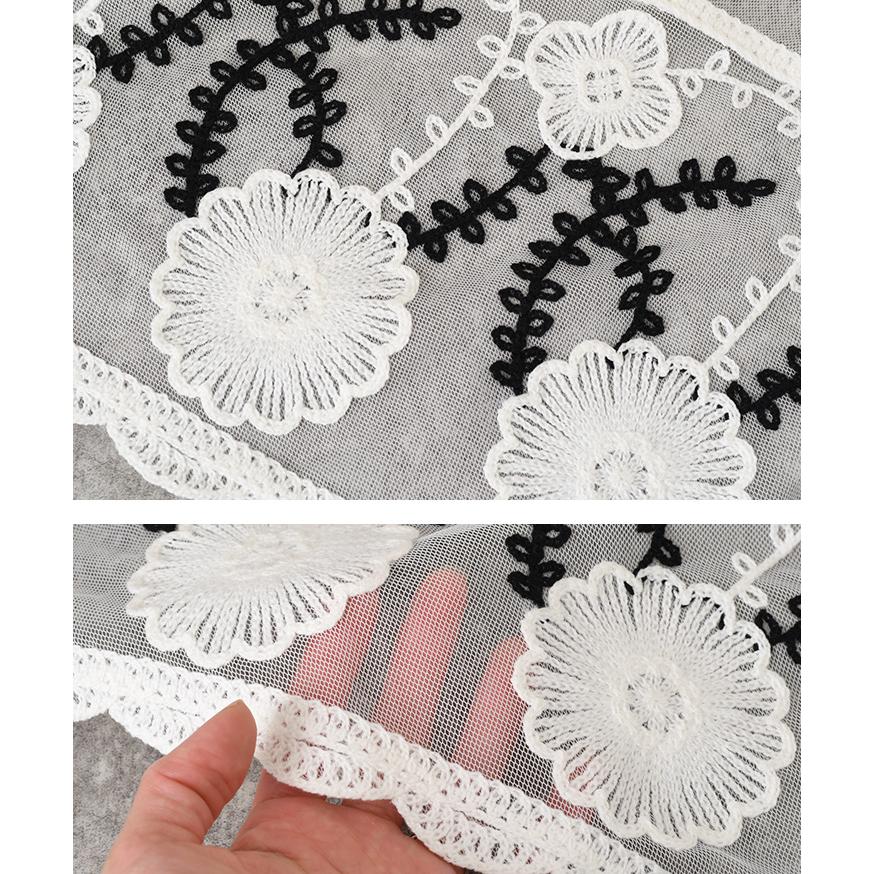 REAL STYLE ベスト ジレ レディース 春夏 秋冬 Vネック シアー 刺繍 前