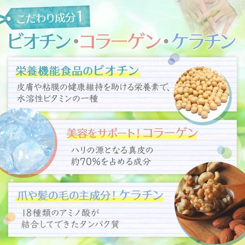 国産 ビオチン ケラチン ネイル 最高級 サプリ 卵殻膜 フルボ酸 30日分 他厳選７成分配合 ネイフル ケイ素含