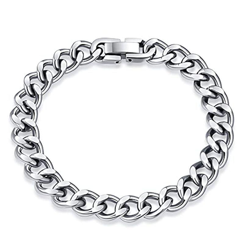 Burkhan 喜平 ブレスレット メンズ ブレスレット マイアミ ブレスレット ステンレス チェーン 人気ブレスレット 幅10 Mm 長19 Cm 海外限定