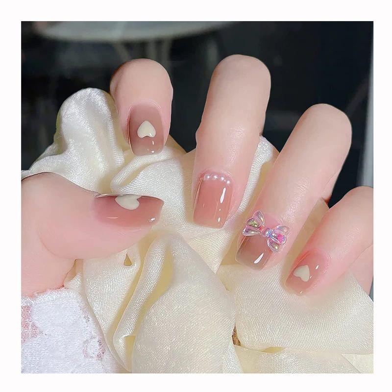 3d ネイルチップ 24枚入 手作りネイルチップ 結婚式ネイルチップ かわいい 短め ネイルチップ 人気 花嫁ネイル 和風 光沢 つ Cooretto 通販 Yahoo ショッピング